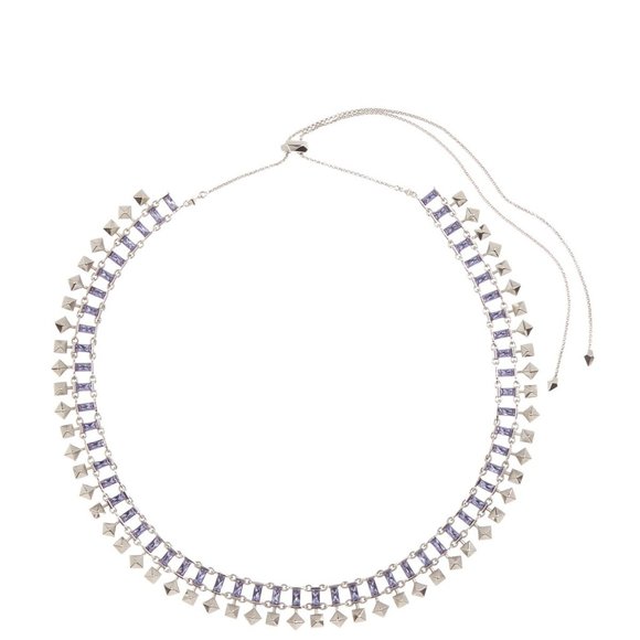 NWT Kendra Scott Oscar Necklace silver purple